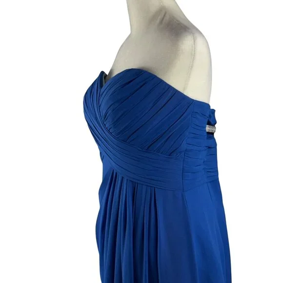 NWT Bill Levkoff 732 Chiffon Strapless Formal Maxi Dress Gown in Blue Size 10 - Picture 8 of 12